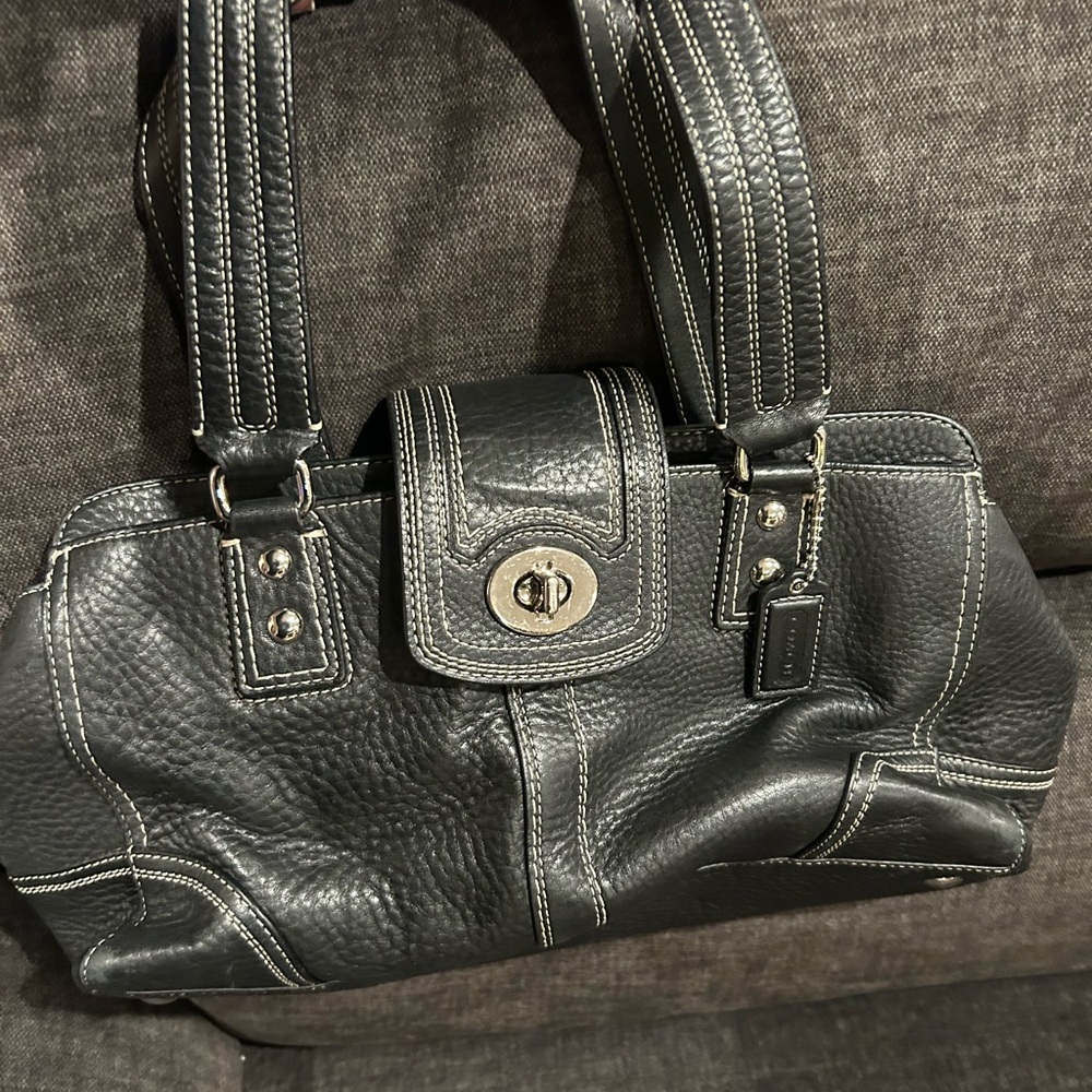 Coach Black Leather Shoulder Bag